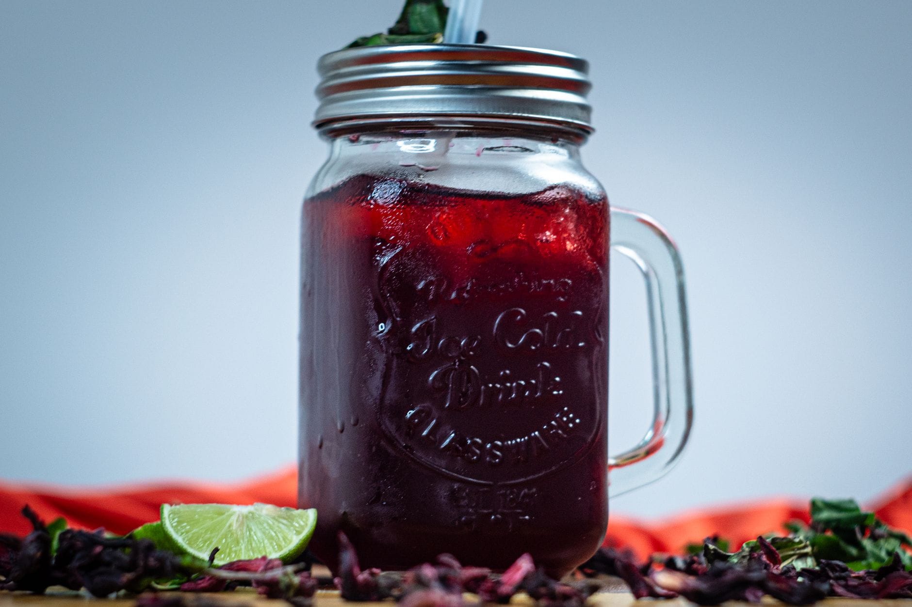 A jar of blackcurrant cordial