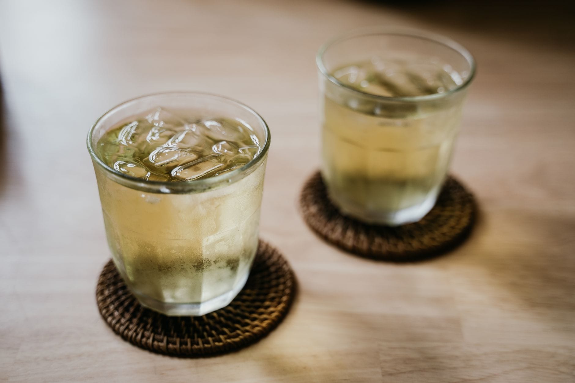 Glasses of elderflower cordial