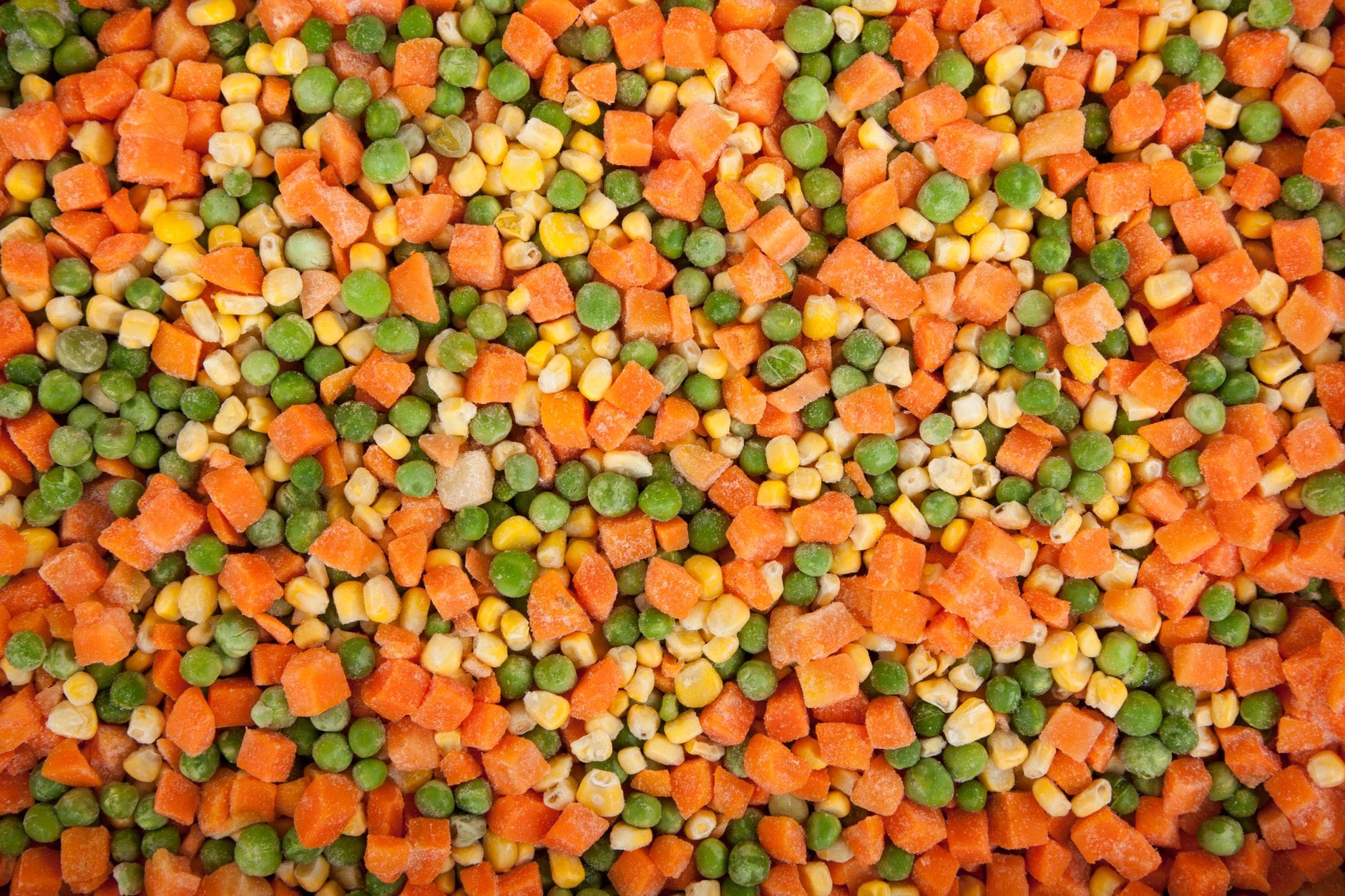 Frozen vegetables ready for the freezer