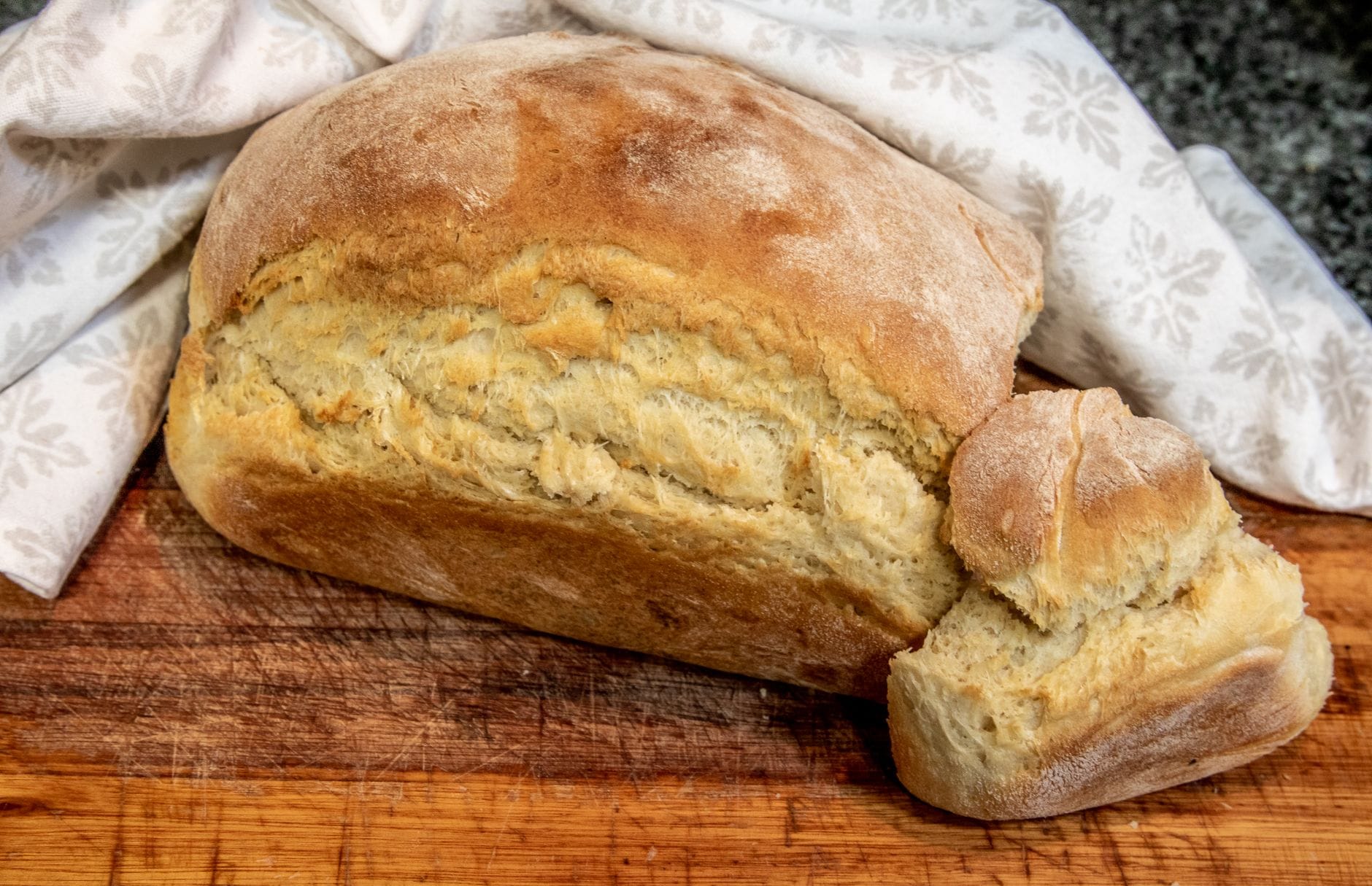 A rustic homemade loaf of bread