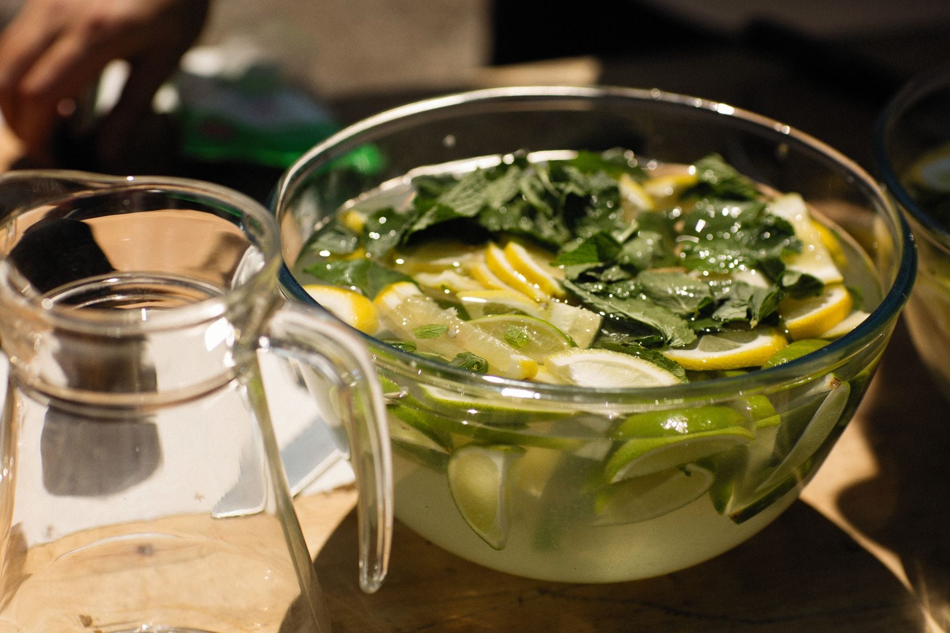 A jug of homemade lemonade