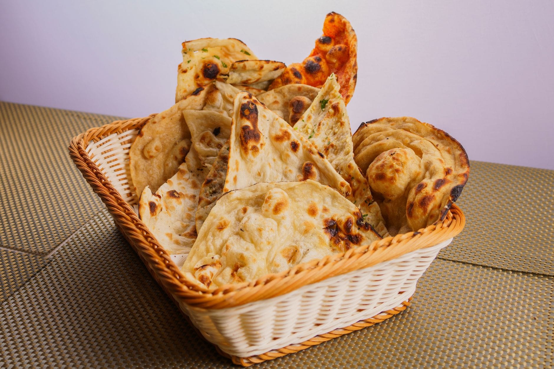 Charred homemade naan bread