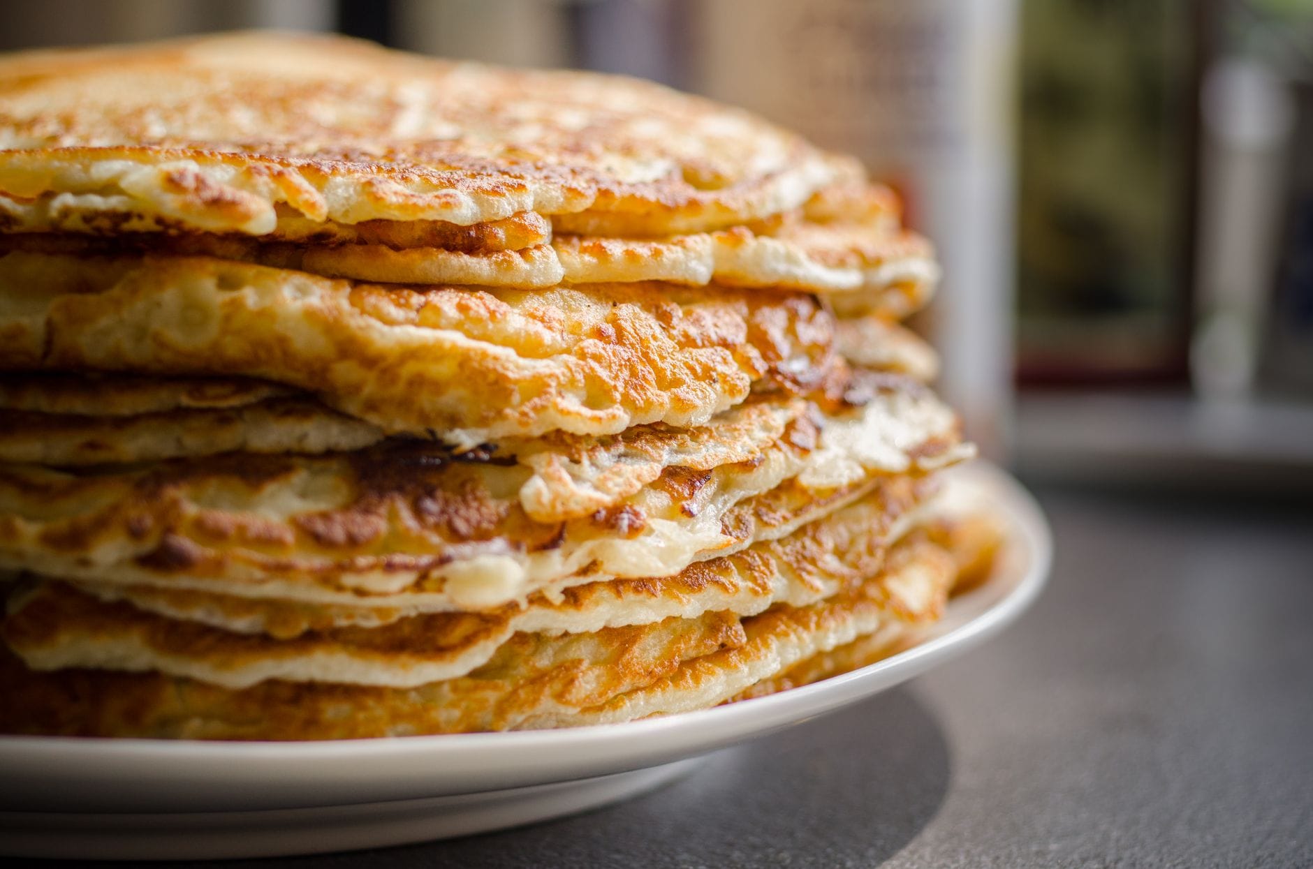 A stack of sourdough discard pancakes