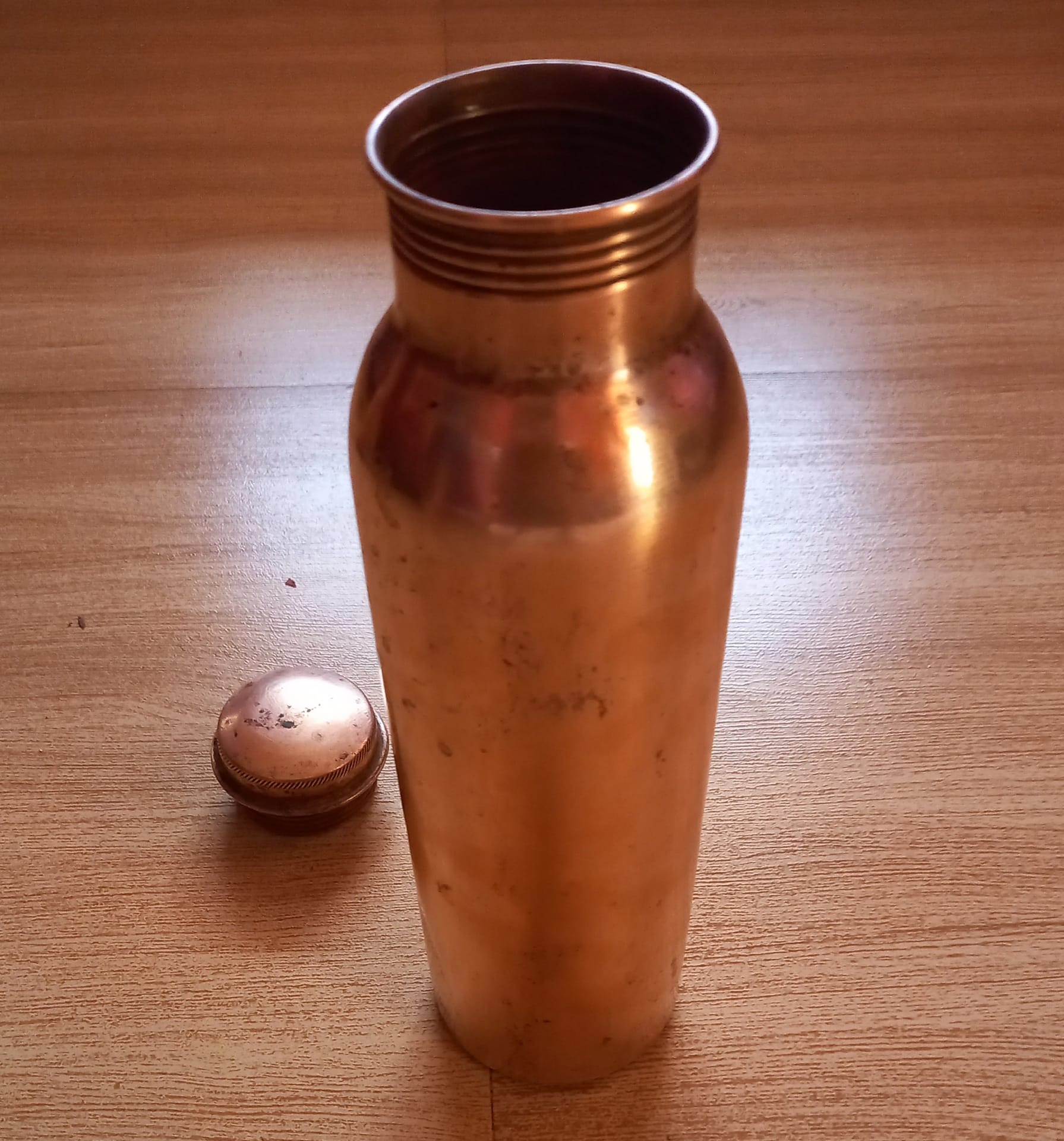 A copper water bottle