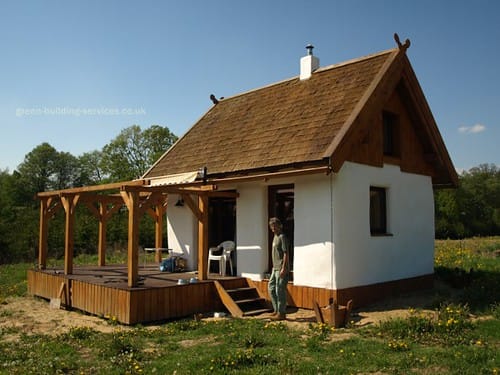 A lime-rendered natural self-build cottage