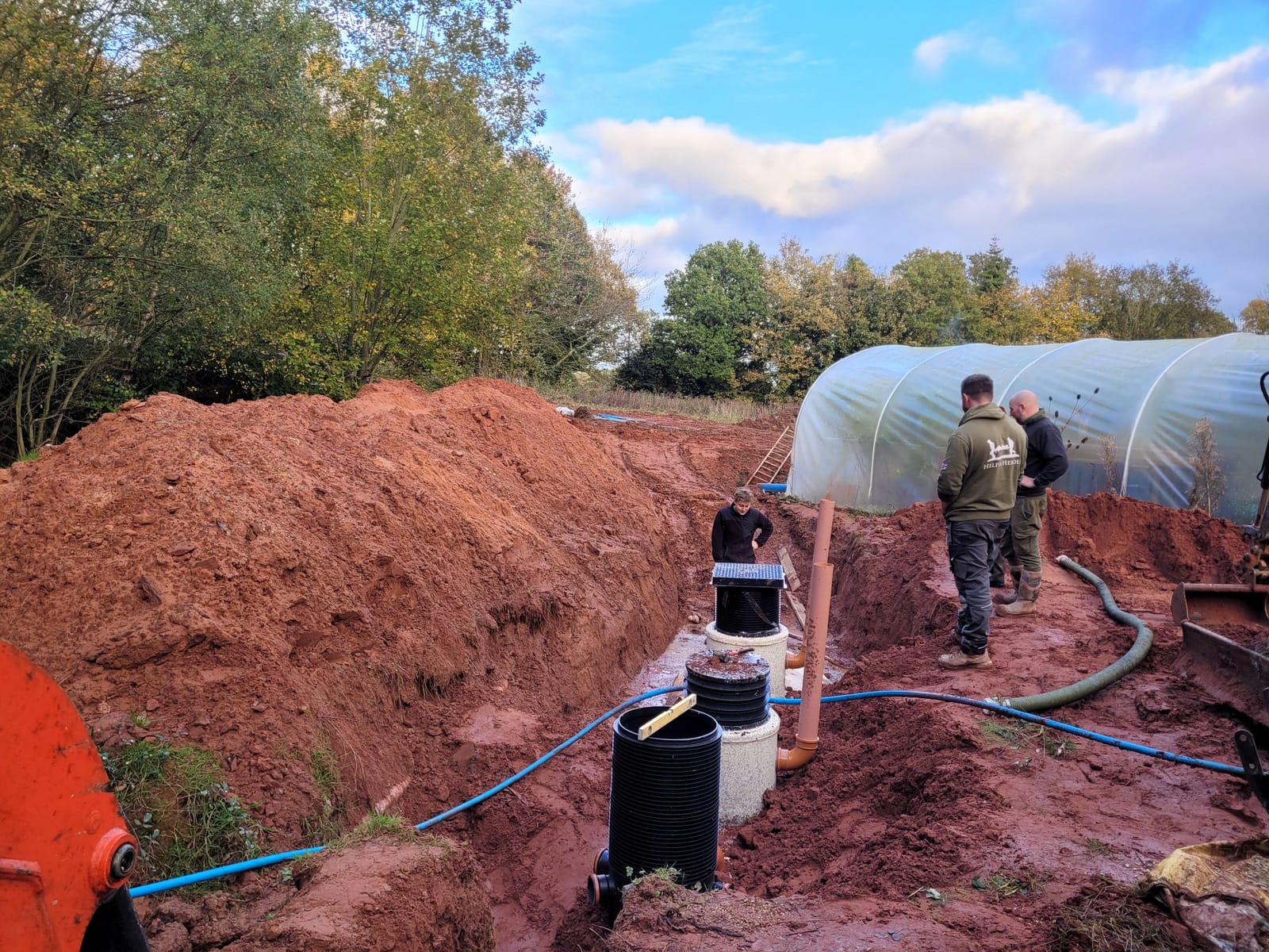 A septic tank being installed on a rural plot