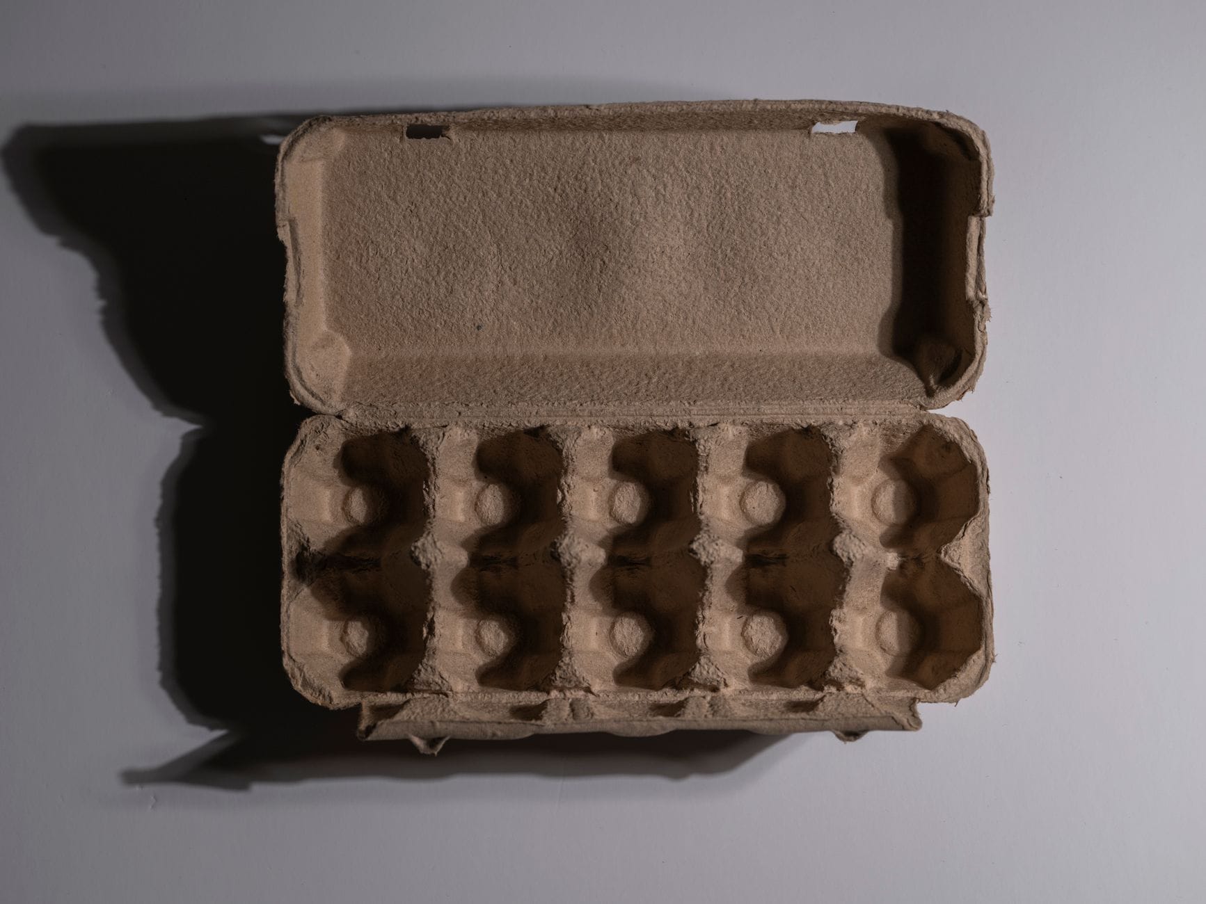 An empty egg box ready for packing