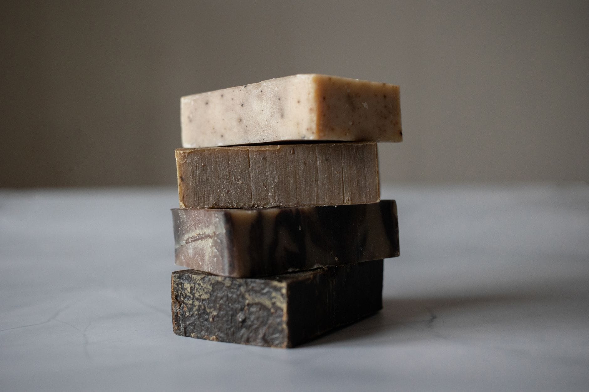 A stack of handmade soap bars