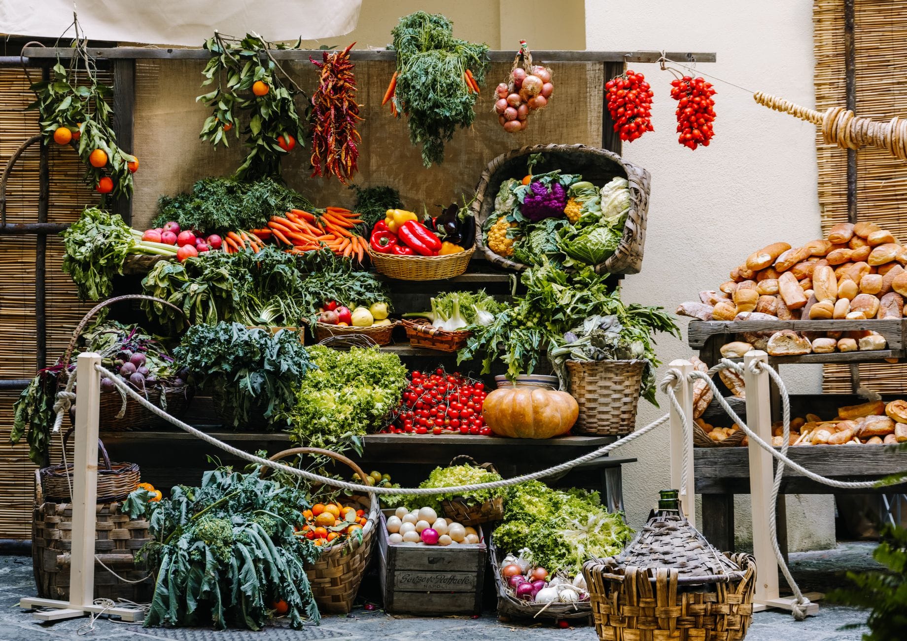 An abundant farm shop produce display