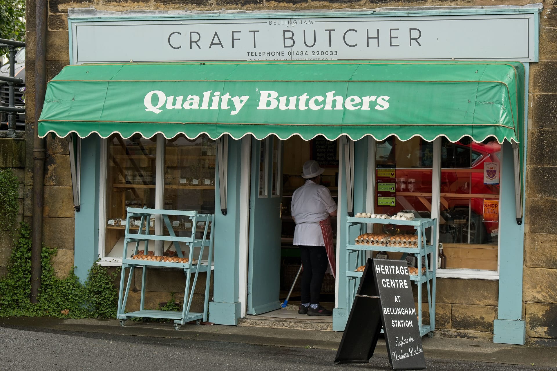 The shopfront of a traditional British butcher